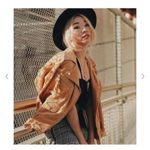 Forever 21 mustard yellow corduroy moto jacket